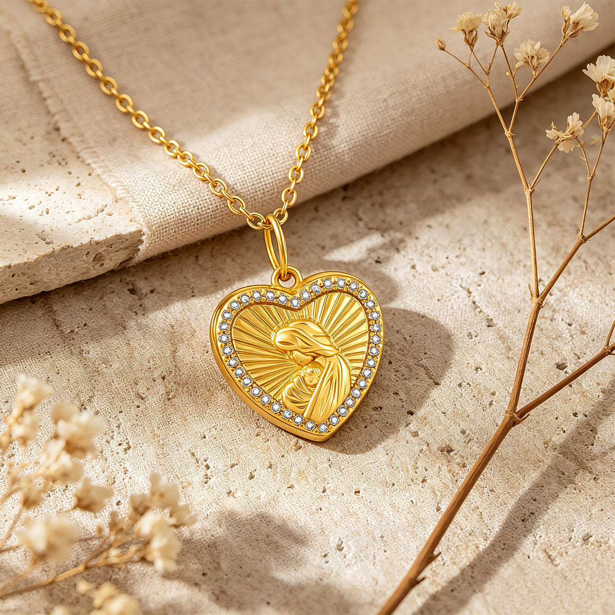 Personalized Heart Photo Locket Necklace for Women – Custom Picture CZ Embossed Pendant Gift for Her