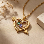 Personalized Birthstone Heart Arrow Name Necklace for Women – Custom 2 CZ Pendant Anniversary Gift for Her