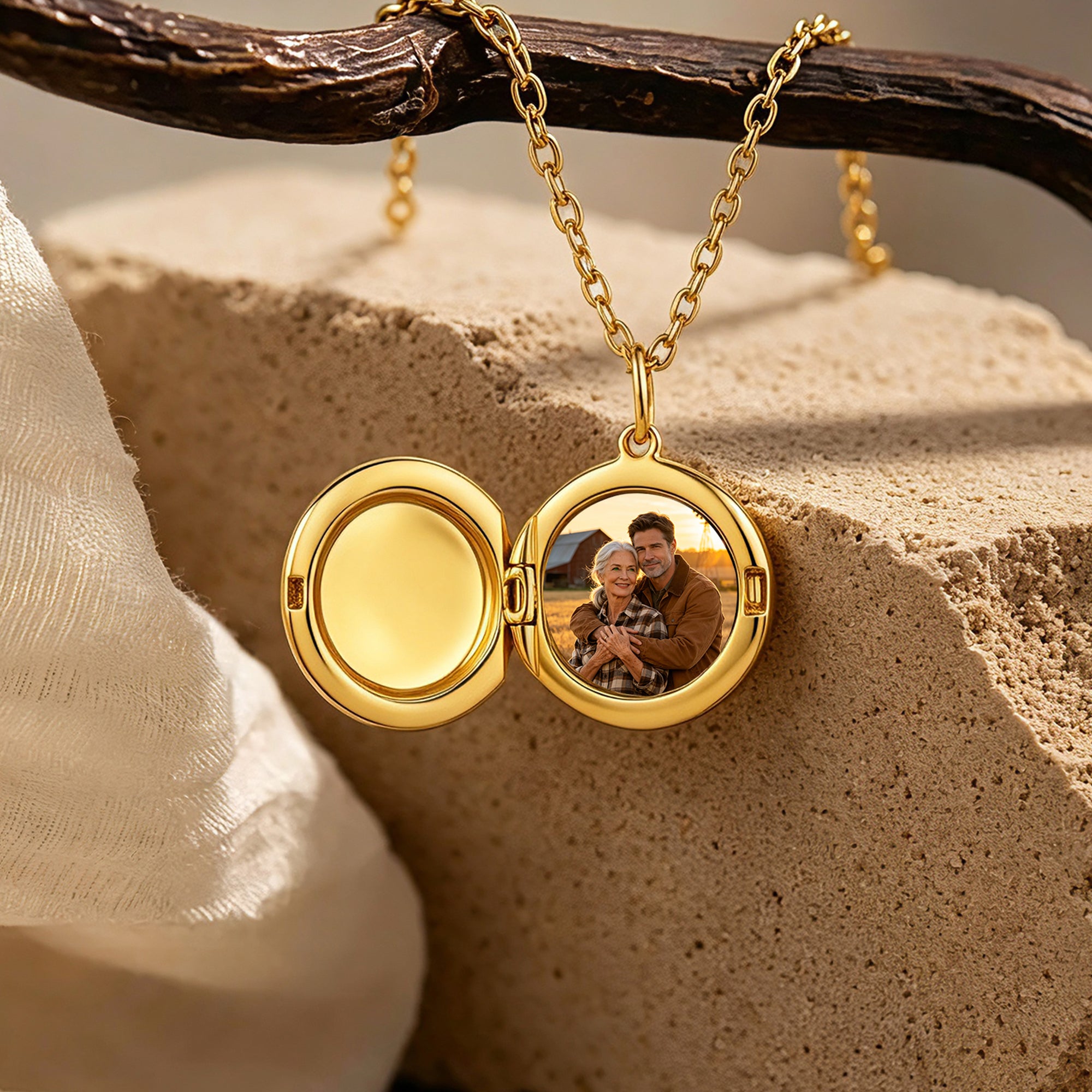 Personalized Round Photo Locket Necklace for Women – Custom Picture Initial Pendant Gift for Her