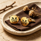 Personalized Round Cufflinks for Men – Custom Name Initial Cufflinks Gift for Him