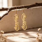 Personalized Name Drop Earrings for Women – Custom Script Oval Dangle Earrings Birthday Gift for Her