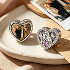 Custom Photo Heart Charm – Bear Hug Purple Heart CZ Bead