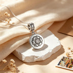 Custom Photo Flower Motif Dangle Charm Bead with CZ Center – Personalized Picture European Bead Gift for Her