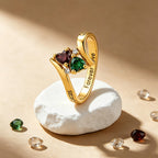 Personalized Birthstone Heart Name Ring for Women – Custom Engraved CZ Jewelry Anniversary Gift for Her