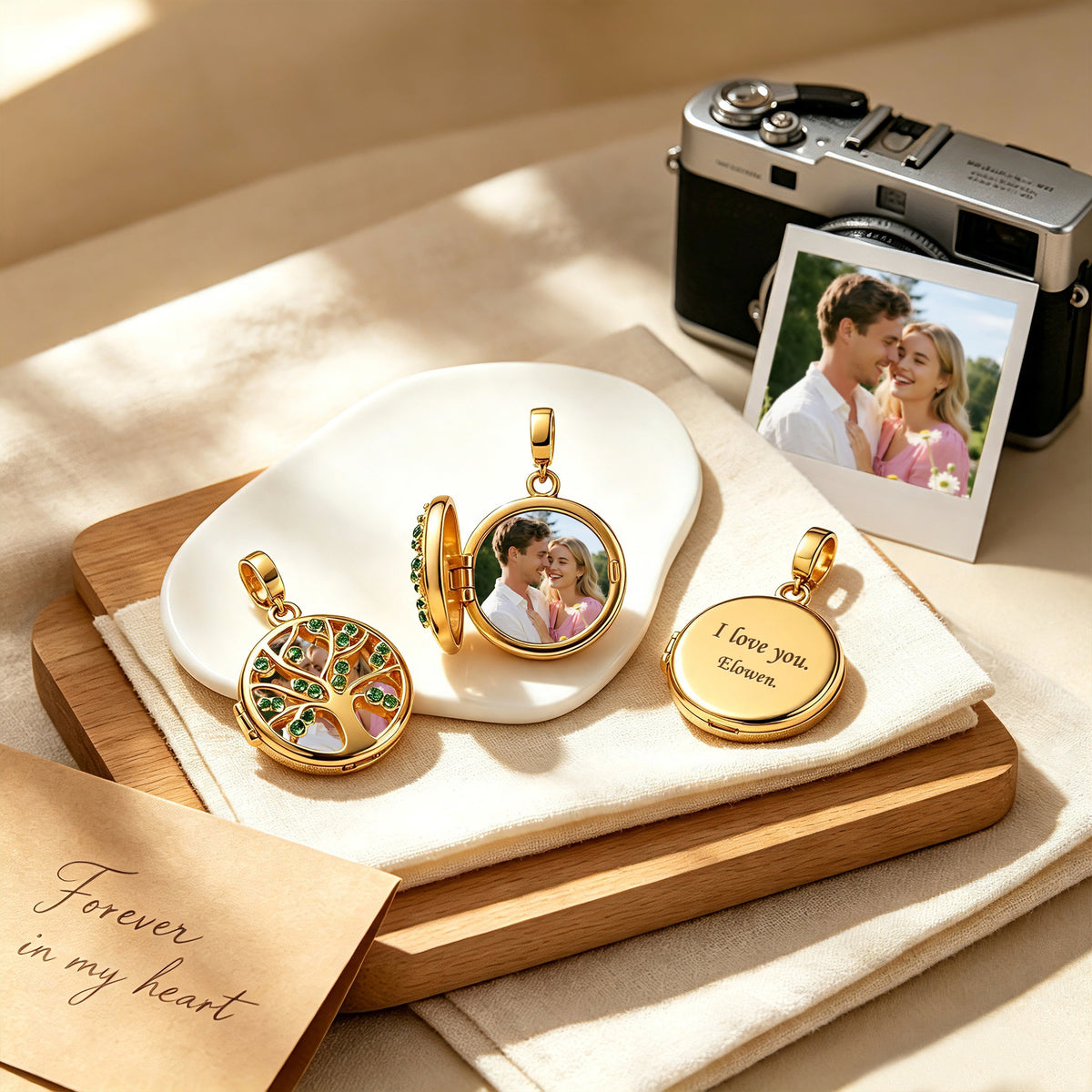 Custom Photo & Engraved Text Tree of Life Locket Pendant – Personalized Picture Charm Gift for Her