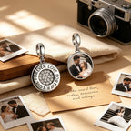 Custom Photo Love Forever Dangle Charm Bead with Pavé CZ – Personalized Picture European Bead Gift for Her
