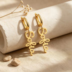 Personalized Name Dangle Earrings for Women – Custom Script Word Earrings Multiple Fonts Birthday Gift for Her