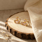 Personalized Birthstone Trillium Stud Earrings for Women – Custom CZ Flower Earrings Gift for Her