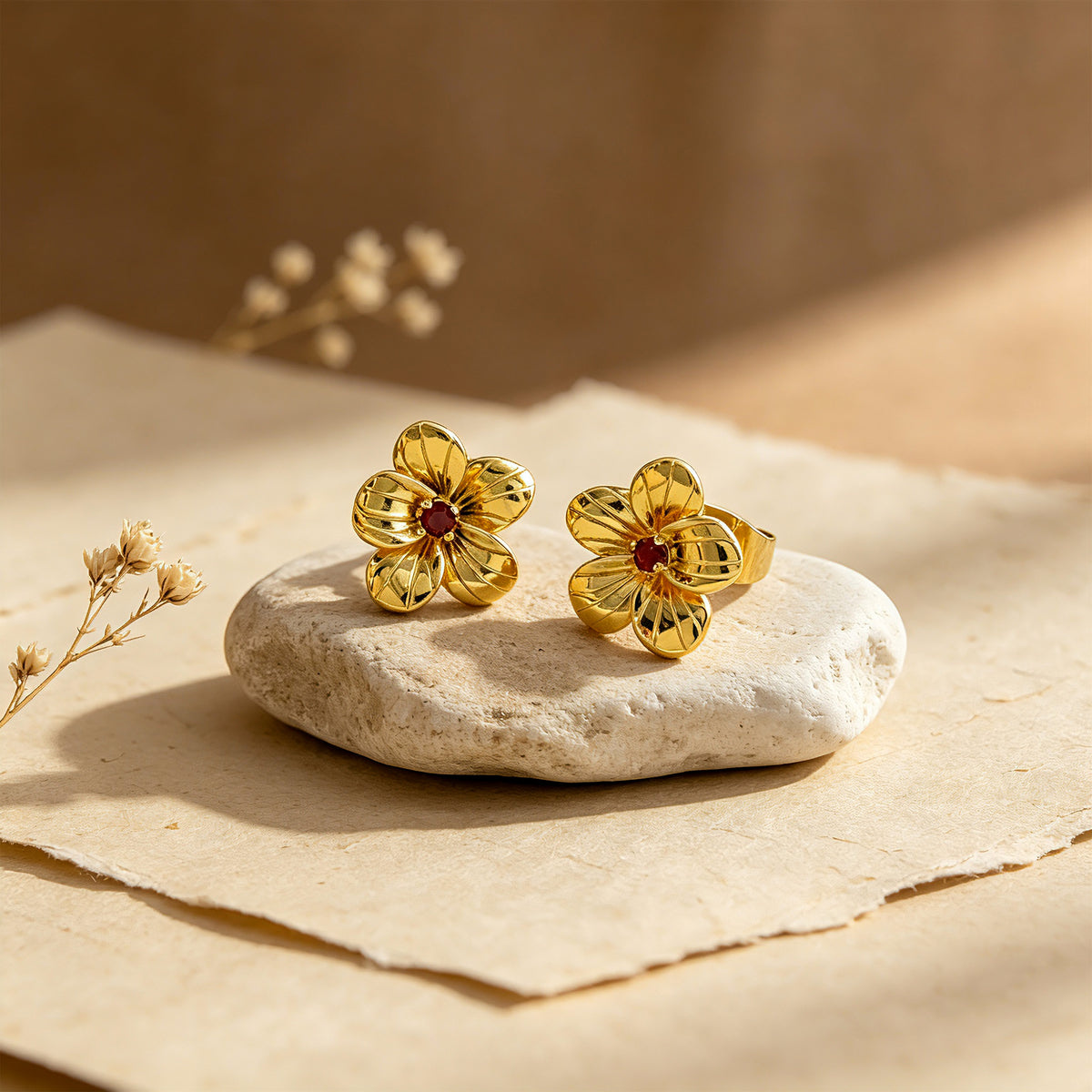 Personalized Birth Flower Birthstone Stud Earrings for Women – 12 Monthly Flower CZ Earrings Gift