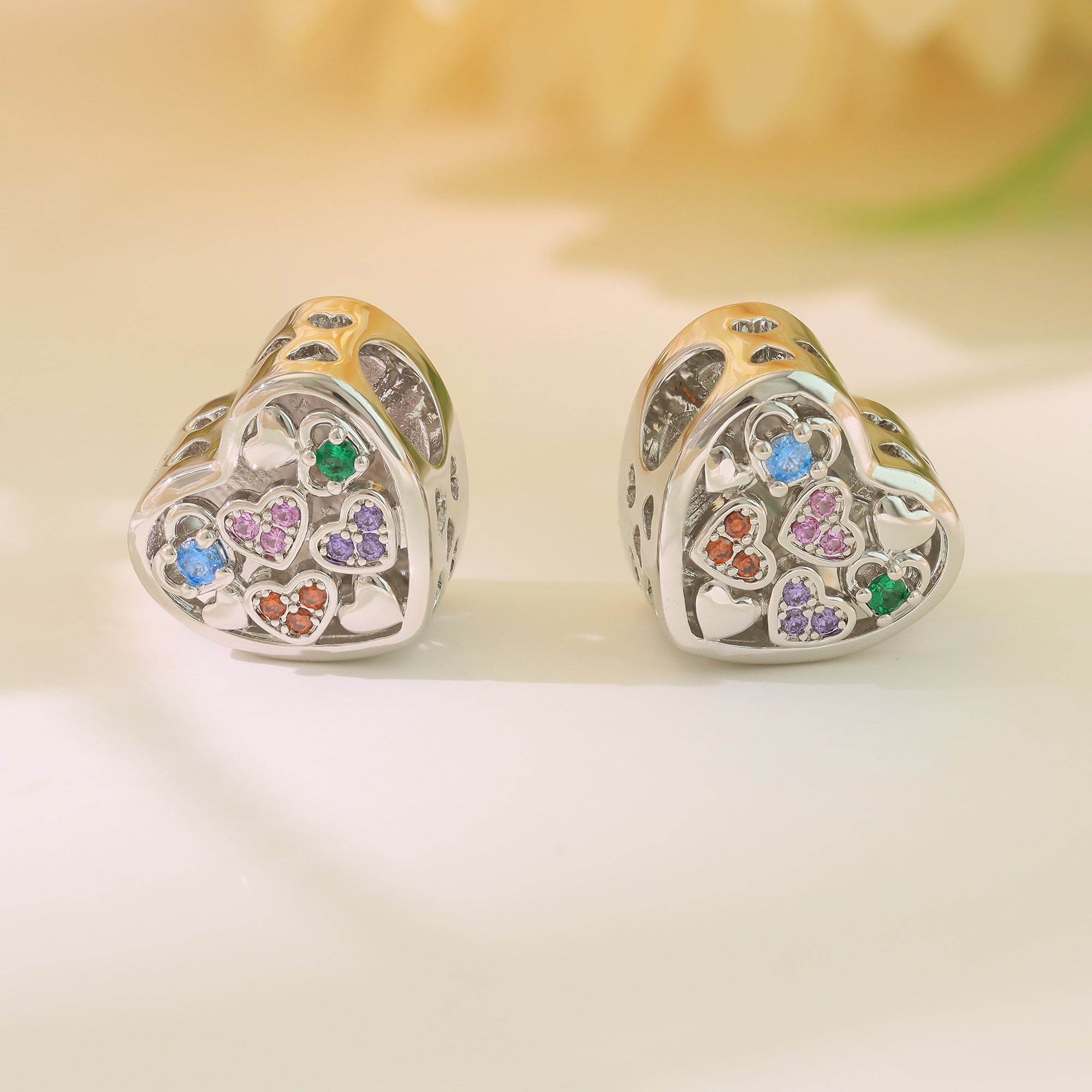 Custom Photo Heart Charm | Sparkling CZ Bead for Pandora Bracelets
