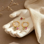 Personalized Birthstone Charm Hoop Earrings for Women – Custom 1–6 Dangle CZ Earrings Gift for Her