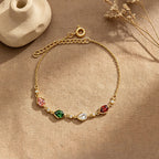 Personalized Teardrop Birthstone Bracelet for Women – Custom 1–4 Stones Bracelet Gift for Her