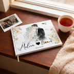 Custom Linen Wedding Guest Book for Couples – UV Printed Photo & Names, 12 Design Options Gift for Couple