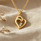Personalized Birthstone Heart Name Necklace for Women – Custom 3 CZ Stones Family Pendant Gift for Her