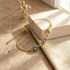 Personalized Teardrop Birthstone Bracelet for Women – Custom 1–4 Stones Bracelet Gift for Her