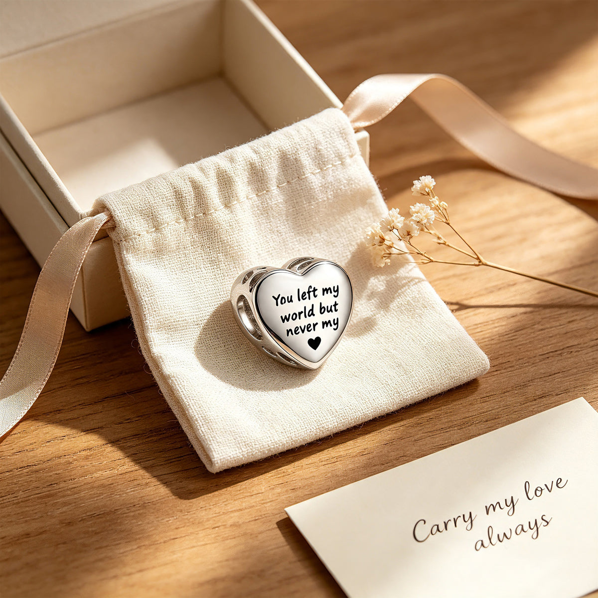 Custom Photo & Engraved Text Heart Charm Bead – Personalized Memory Charm for Bracelet, Gift for Her