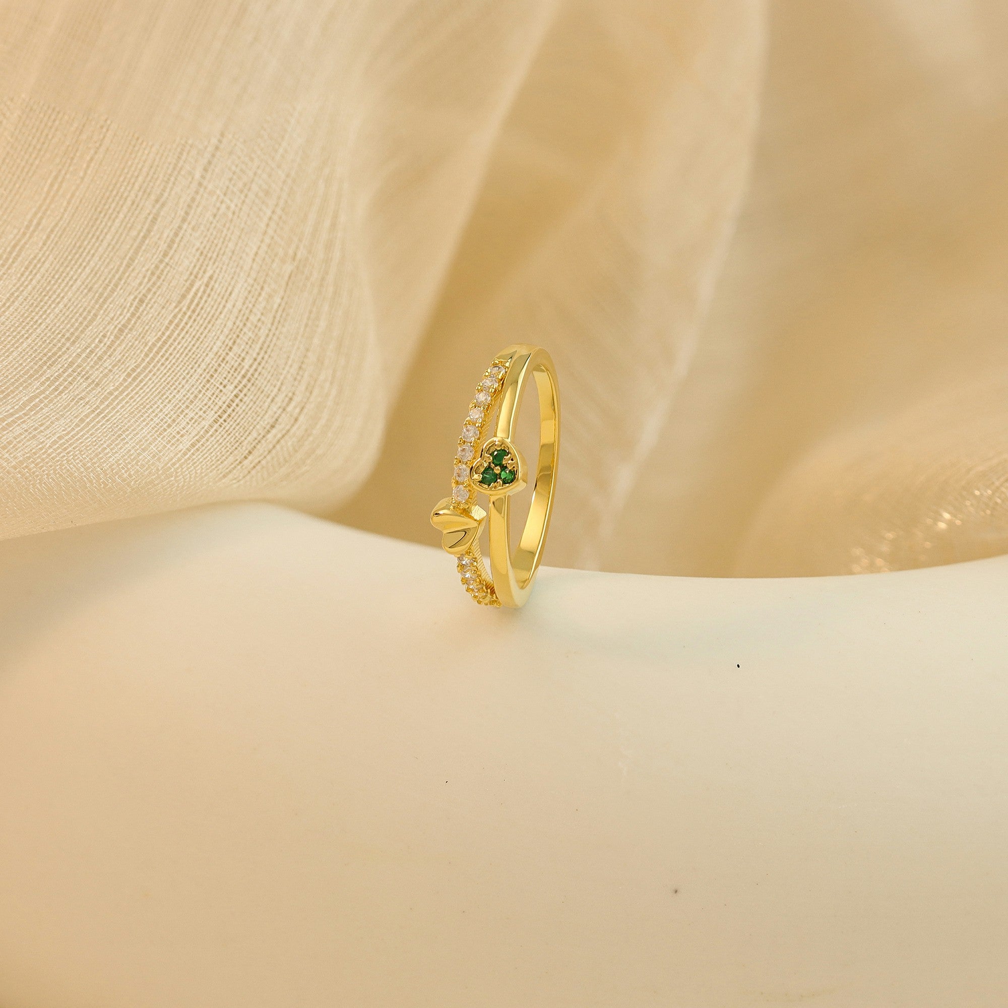 Personalized Birthstone Heart Ring for Women – Dainty Gold-Tone CZ Jewelry Anniversary Gift for Her