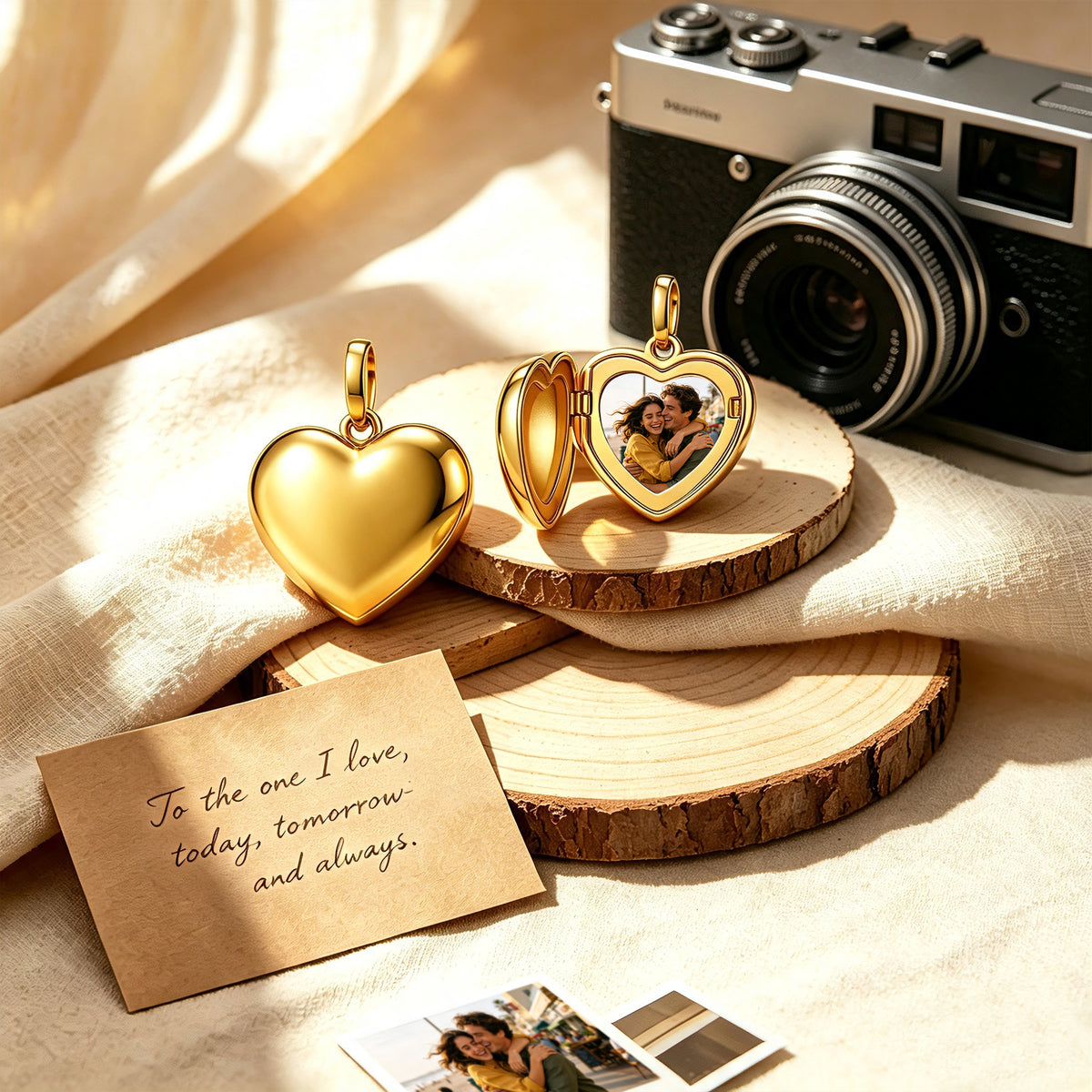 Custom Photo & Engraved Text Heart Locket Pendant – Personalized Picture Charm Gift for Her