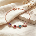 Personalized Birthstone Birth Flower Bracelet for Women – Custom CZ Charm Bracelet Gift for Her