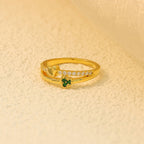 Personalized Birthstone Heart Ring for Women – Dainty Gold-Tone CZ Jewelry Anniversary Gift for Her