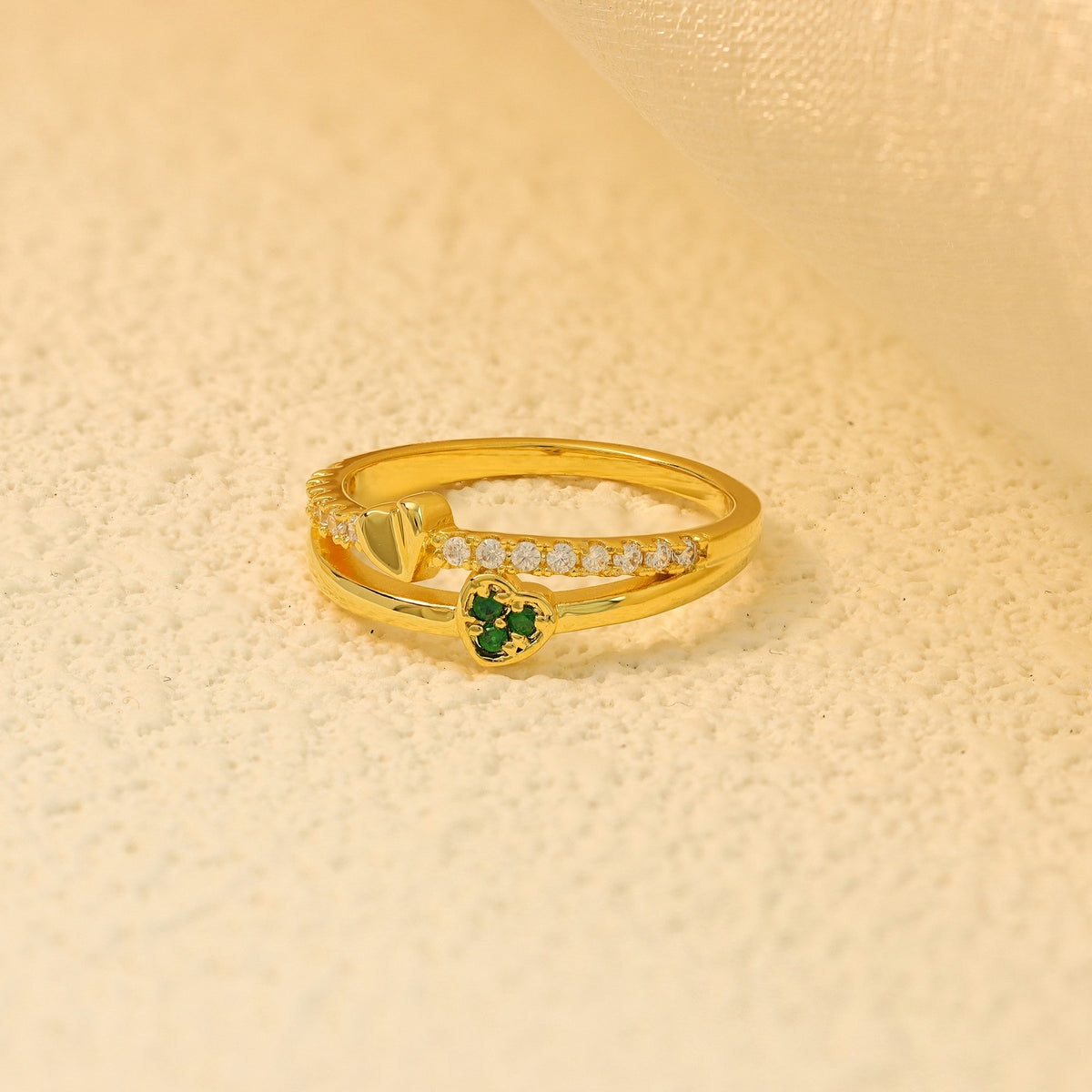 Personalized Birthstone Heart Ring for Women – Dainty Gold-Tone CZ Jewelry Anniversary Gift for Her