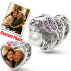 Custom Photo Heart Charm Bead | S925 Silver & Copper Personalized Gift