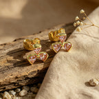 Personalized Birthstone Trillium Stud Earrings for Women – Custom CZ Flower Earrings Gift for Her