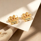 Personalized Paw Print Name Stud Earrings for Women – Custom Pet Name Earrings Gift for Her
