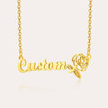 Personalized Birth Flower Name Necklace for Women – Custom Script Nameplate Jewelry Gift for Her