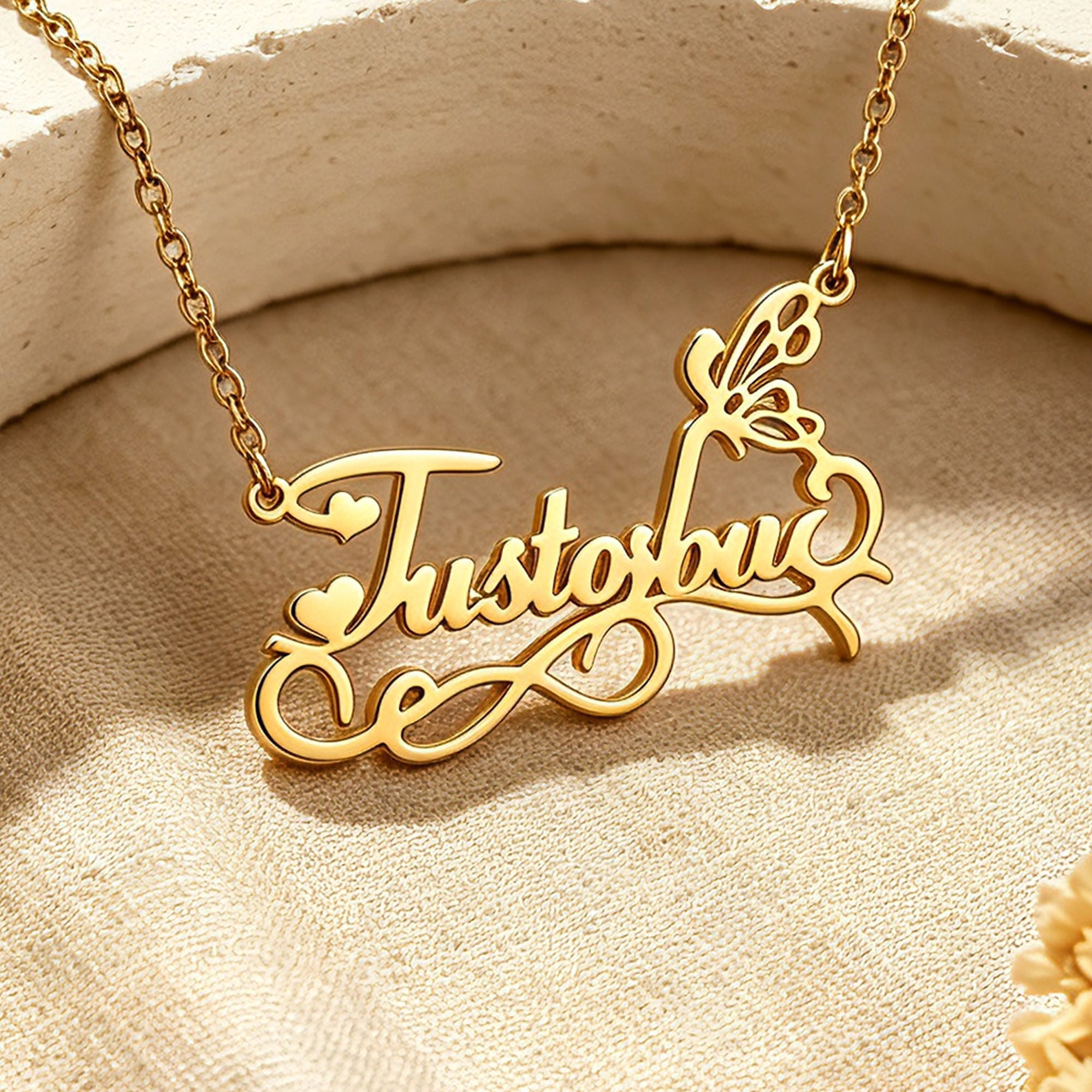 Personalized Fairy Heart Name Necklace for Women – Custom Nameplate Jewelry Gift for Her