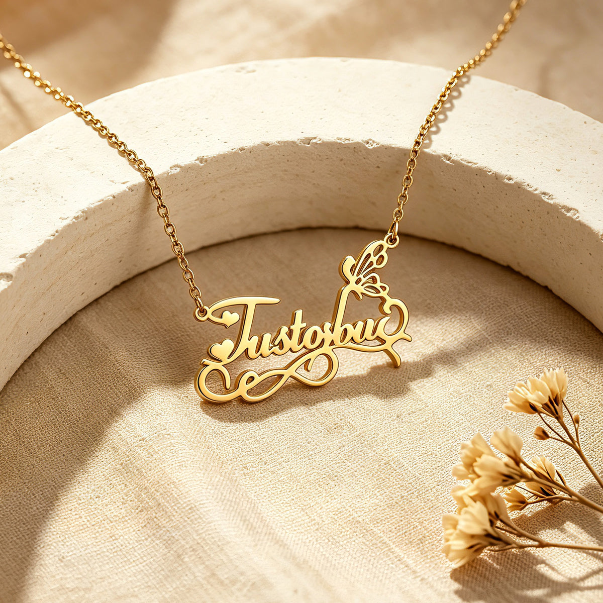 Personalized Fairy Heart Name Necklace for Women – Custom Nameplate Jewelry Gift for Her
