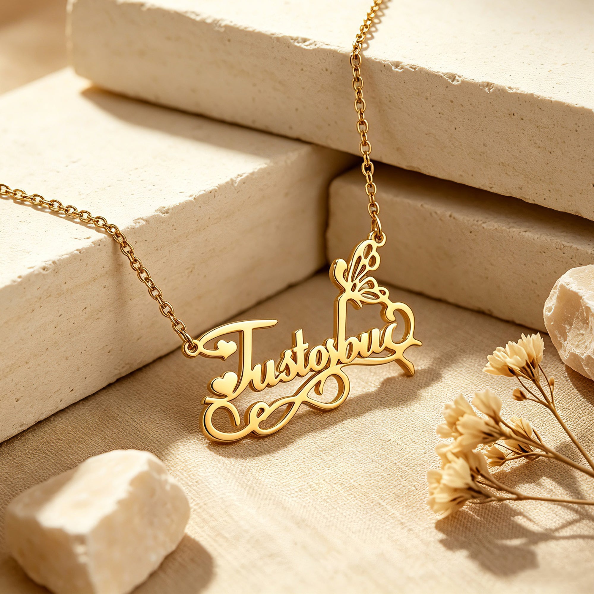 Personalized Fairy Heart Name Necklace for Women – Custom Nameplate Jewelry Gift for Her