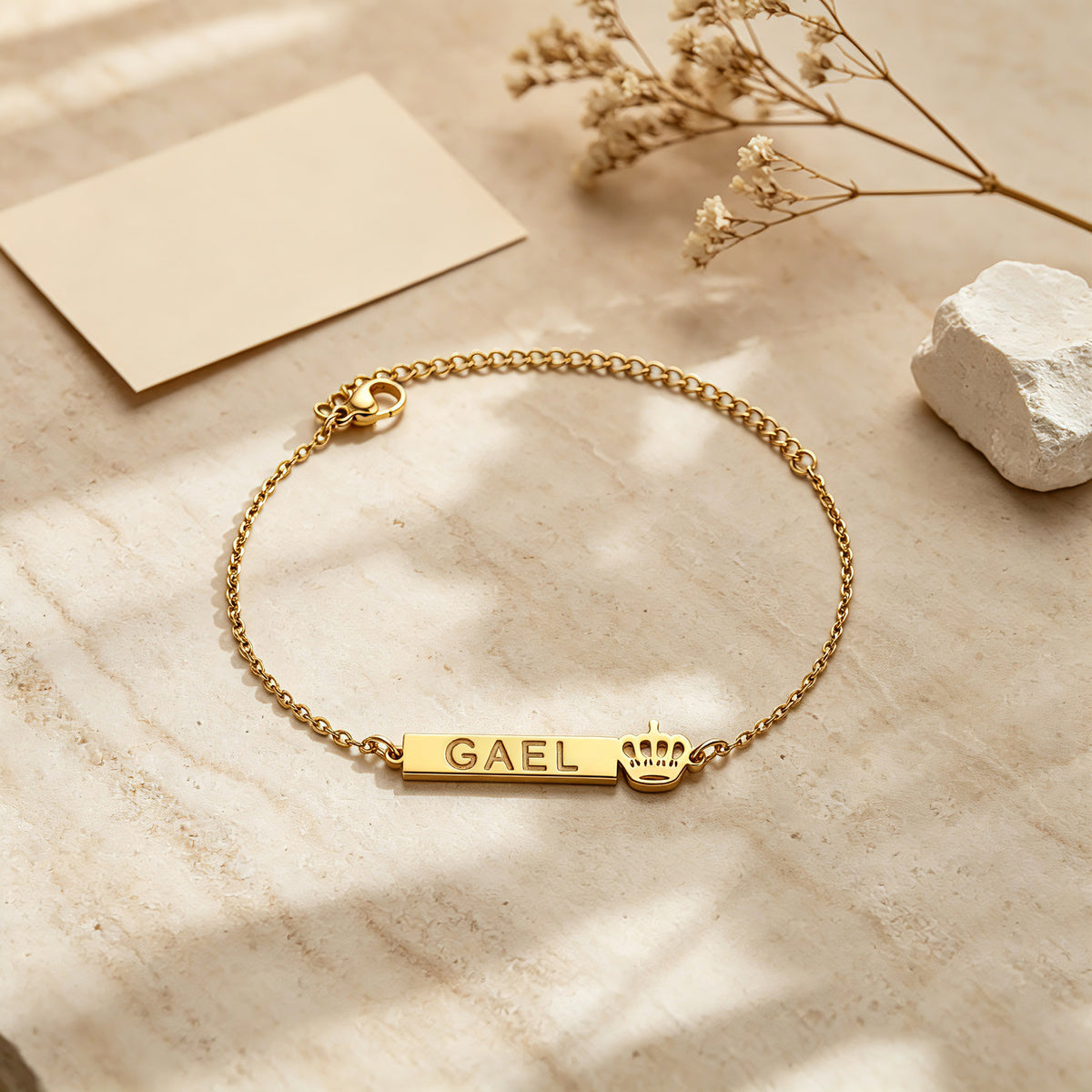 Personalized Crown Name Bracelet for Women – Custom Nameplate Bracelet Gift for Her