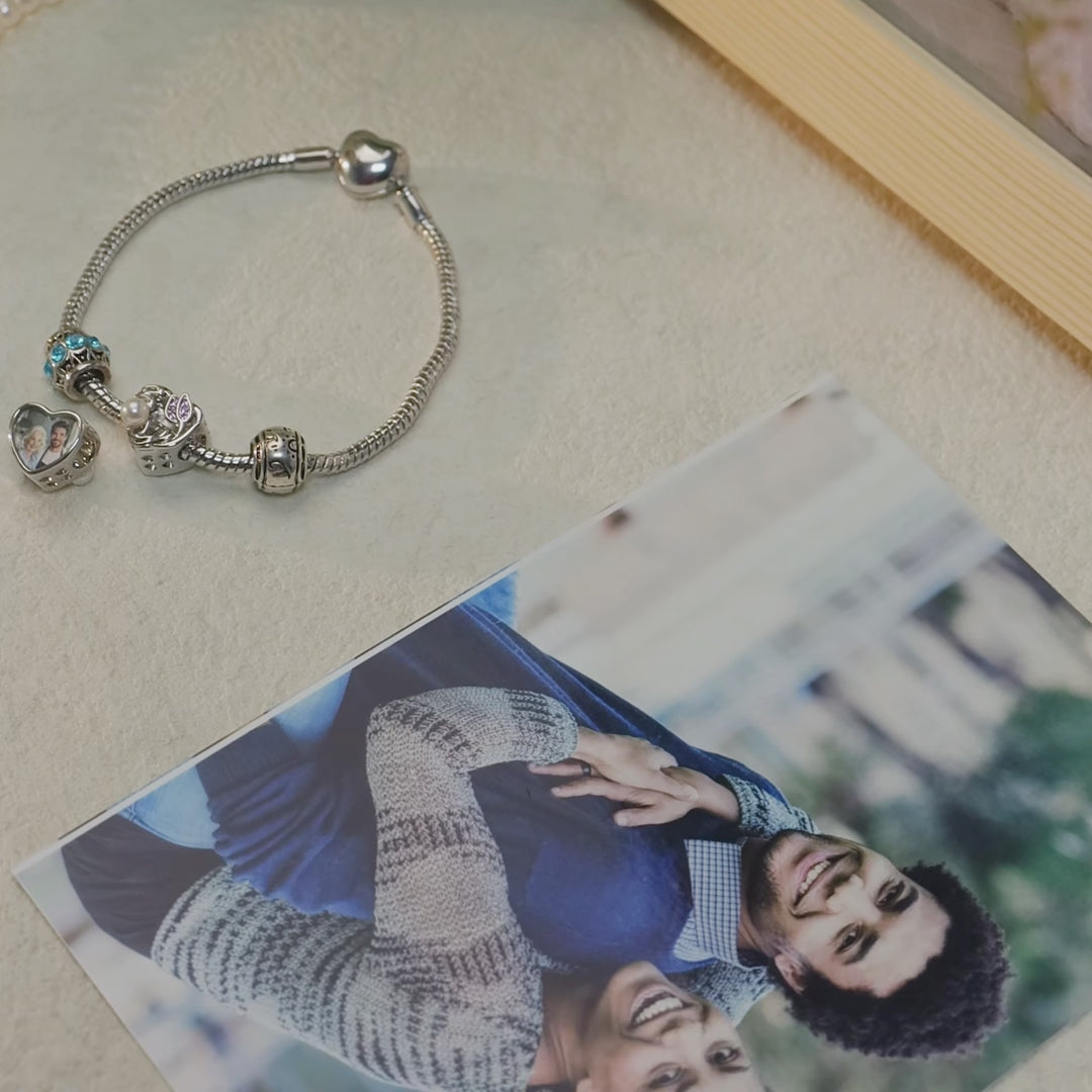 Custom Photo Heart Charm Bead | S925 Silver & Copper Personalized Gift