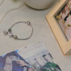 Custom Photo Heart Charm – Purple Bow CZ Pavé Heart Bead
